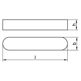 DIN 6885 1.4571 Form A Passfeder, hohe Form, rundstirnig ohne Bohrung(en) - Abmessung: 4 x 4 x 16, Inhalt:  200 Stück