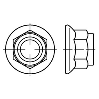 DIN 6926 A2  Sechskantmutter mit Klemmteil und Flansch, mit nichtmetallischem Einsatz - Abmessung: M 6, Inhalt:  500 Stück