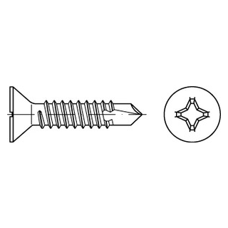 DIN 7504 A2 Form O Bohrschrauben mit Blechschrauben-Gew., mit Senkkopf, KS Z - Abmessung: O 2,9 x 9,5, Inhalt:  1000 Stück