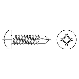 DIN 7504 A4 Form M Bohrschrauben mit Blechschrauben-Gew., mit Linsenkopf nach DIN 7981, mit KS H - Abmessung: M 3,5 x 13, Inhalt:  1000 Stück