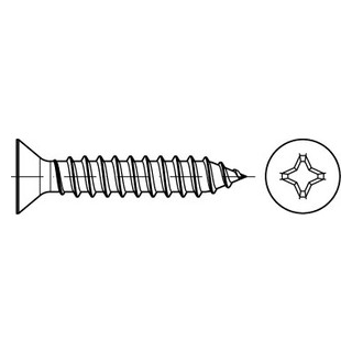 DIN 7982 A4 Form C-Z Senk-Blechschrauben mit Spitze, mit Pozi-Kreuzschlitz Z - Abmessung: C 2,2 x 6,5, Inhalt:  1000 Stück