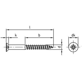 DIN 7997 A2  Senk-Holzschrauben mit Kreuzschlitz - Abmessung: 3 x 20, Inhalt: 200 Stück