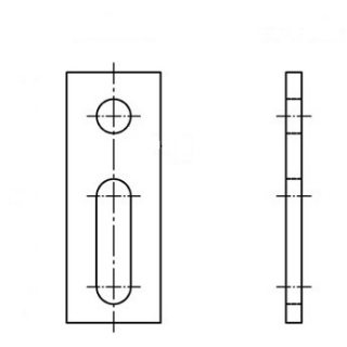 Artikel 9035 A2  Adapterbleche, 1 Rundloch 11 mm + 1 Langloch 11 mm - Abmessung: 82 x 40 x 11/11, Inhalt:  25 Stück