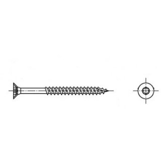 Artikel 9042 A4  Quadra-Speed Senkkopfschrauben mit Schneidkerbe, TX25 - Abmessung: 5 x 60/40, Inhalt:  200 Stück