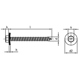 Artikel 9059 A2 Form A Fassadenbauschraube mit montierter Dichtscheibe 19 mm mit Spitze - Abmessung: 6,5 x 19, Inhalt:  500 Stück