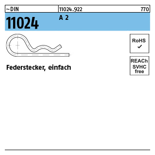 DIN 11024 A 2 Federstecker, einfach - Abmessung: 2, Inhalt: 25 Stück