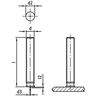 ISO 13918 A2 Form PT, Gewindebolzen - Abmessung: M 3 x 35, Inhalt:  500 Stück