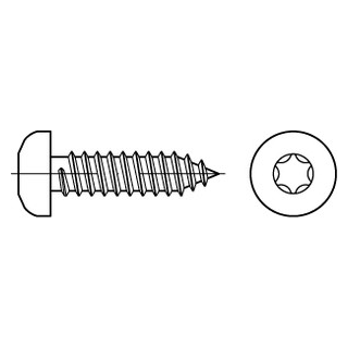 ISO 14585 A2 Form C - ISR Flachkopf- Blechschrauben mit Spitze, mit Innensechsrund - Abmessung: 2,2 x 4,5, Inhalt:  1000 Stück