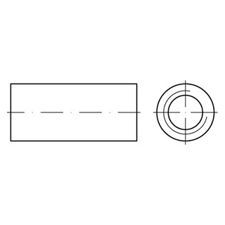 Artikel 9070 A2  Rundmuffen, Aussendurchmesser 15 mm - Abmessung: 12 x 40, Inhalt:  50 Stück