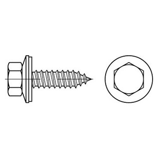 Artikel 9057 A2 Form A Fassadenbauschraube mit montierter Dichtscheibe 16 mm, mit Spitze - Abmessung: 6,5 x 19, Inhalt:  500 Stück